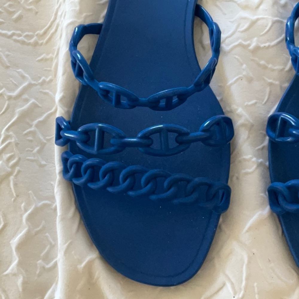 NEW AUTH Hermes chain d’Ancre Rubber Rivage Sandals blue eu 40 9 9.5 10 - Picture 3 of 8